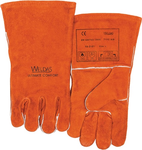 WELDAS Schweißerhandschuhe Gr.XL (9,5) rot Rindspaltleder EN 388,EN 12477 WELDAS