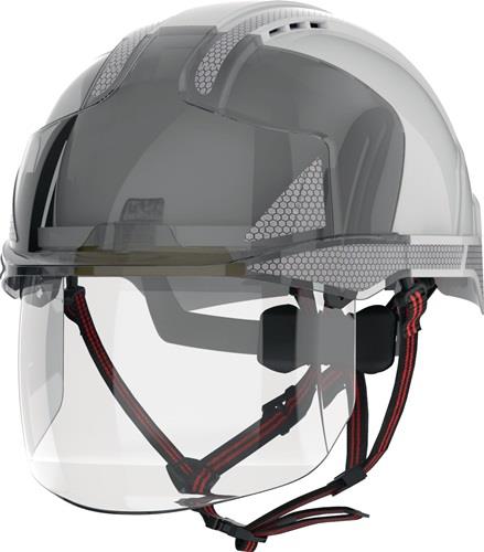 JSP Industriekletterhelm EVO® VISTAshield® Dualswitch™ weiß/rauch ABS