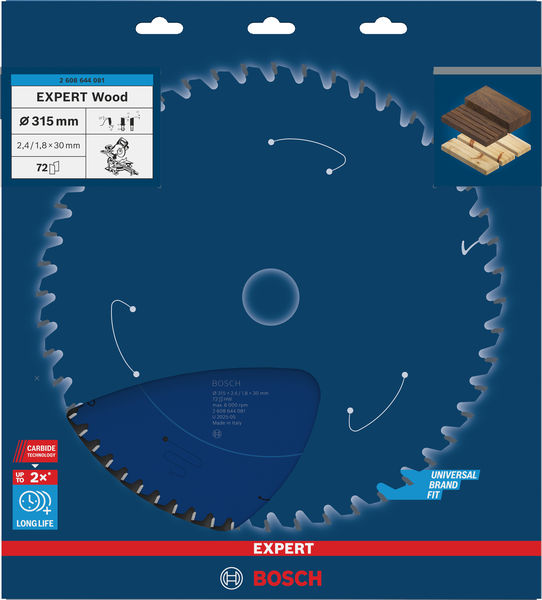 BOSCH Kreissägeblatt Expert for Wood, 315 x 30 x 2,4 mm, 72