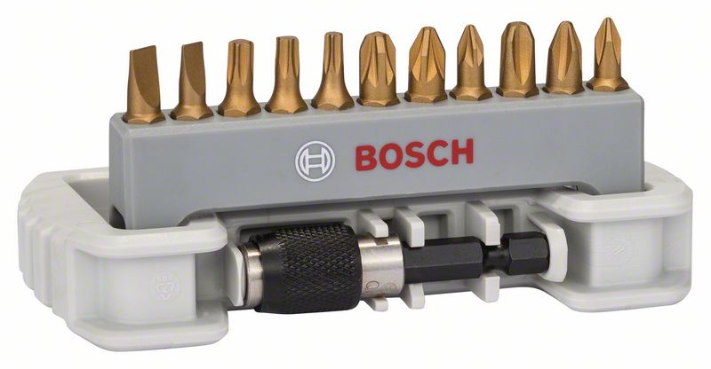 BOSCH Schrauberbit-Set Max Grip, 11-teilig, PH, PZ, T, S, Schnellwechselhalter