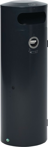 VAR Abfallbehälter H1245xØ420mm 90l antik-silber m.integriertem Ascher