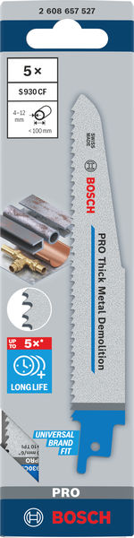 BOSCH Säbelsägeblatt S 930 CF, Endurance for Heavy Metal, 5er-Pack