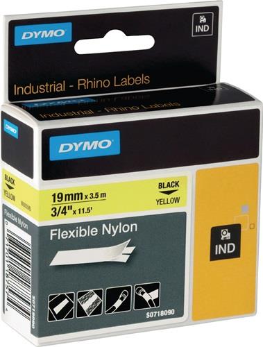 DYMO Schriftband Band-B.19mm Band-L.3,5m flexibles Nylonband schwarz auf gelb DYMO