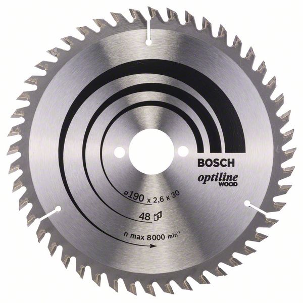 BOSCH Kreissägeblatt Optiline Wood für Handkreissägen, 190 x 30 x 2,6 mm, 48
