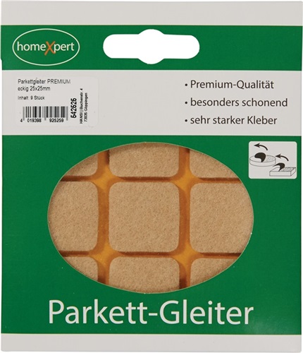 Parkettgleiter Premium 25 x 25mm Filz natur eck.selbstkl.