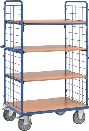 FETRA Etagenwagen L1000xB700xH1800mm Trgf.600kg 4 Etagen Stirnwände m.Drahtgitter