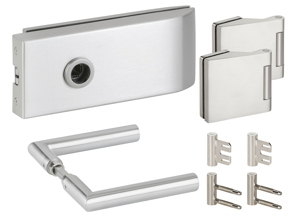 HERMAT Ganzglastürschloss-Set BARI 6141.MAG/6325/1802/HZSZ, Edelstahl