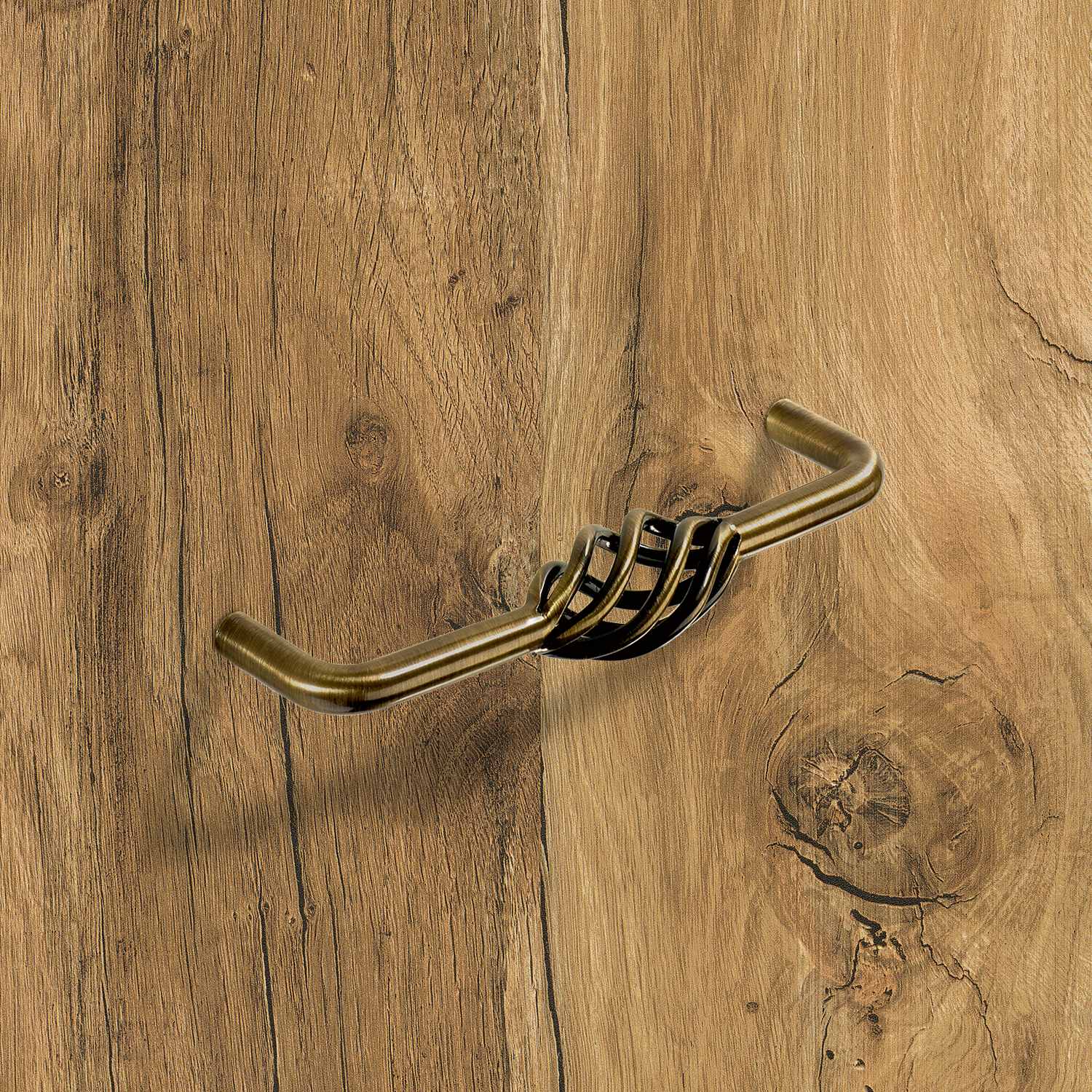 HETTICH Griff Malaca, •–• 128, L 136 mm, H 40 mm, ø 12 mm, Messing Optik antik, 9070945 HETTICH Griff Malaca, •–• 128, L 136 mm, H 40 mm, ø 12 mm, Messing Optik antik, 9070945