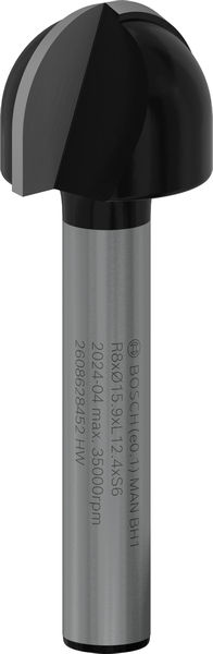 BOSCH Hohlkehlfräser 6 mm, R1 8 mm, D 15,9 mm, L 12,3 mm, G 45 mm