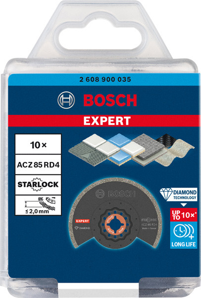 BOSCH EXPERT Grout Segment Blade ACZ 85 RD4 Blatt für Multifunktionswerkzeuge, 85 mm, 10 Stück. Für oszillierende Multifunktionswerkzeuge
