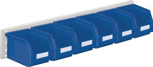 RASTERPLAN Sichtlagerkastenset H140xB920xT250mm Stahlblech/Polyethylen Ku.-besch.blau