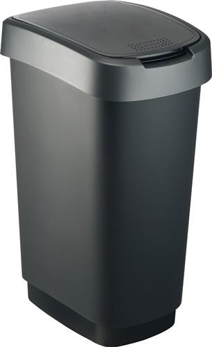 ROTHO Wertstoffsammler TWIST 50l H602xB298xT401mm schw.Deckelrand dunkelsilber ROTHO