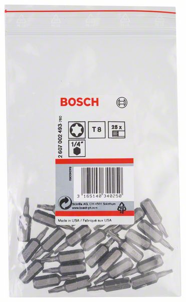 BOSCH Schrauberbit Extra-Hart T8, 25 mm, 25er-Pack
