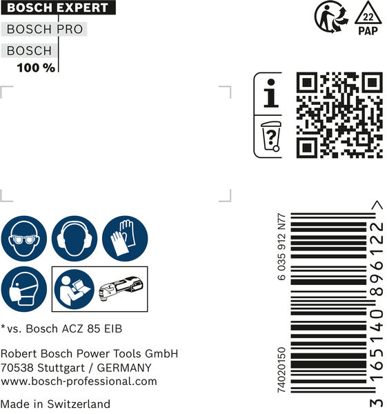 BOSCH EXPERT MultiMaterial Segment Blade (Segmentsägeblatt) ACZ 105 ET Blatt für Multifunktionswerkzeuge, 5 Stück. Für oszillierende Multifunktionswerkzeuge