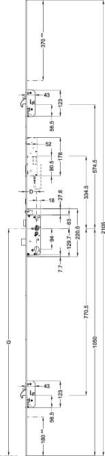 WINKHAUS Automatik Mehrfachverriegelung T-AV4D-U2462 L124P/45 A9 94/8KABAM2RSMC,