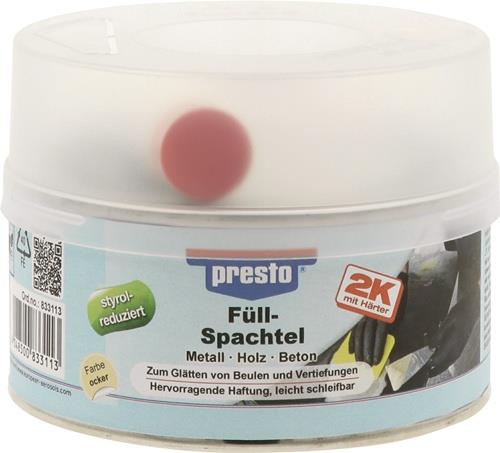 PRESTO 2K-Füllspachtel ocker,Härter rot 500g Dose PRESTO PRESTO 2K-Füllspachtel ocker,Härter rot 500g Dose PRESTO