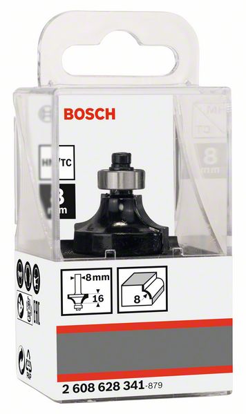 BOSCH Abrundfräser Standard for Wood, 8 mm, R1 8 mm, L 15,2 mm, G 53 mm