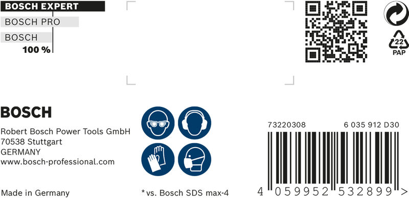 BOSCH EXPERT SDS max-8X Hammerbohrer, 16 x 400 x 540 mm. Für Bohrhämmer