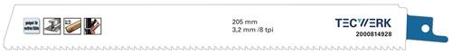 Säbelsägeblatt Zahnteilung TPI 8 3,2 mm Karte a 1 Stück TECWERK