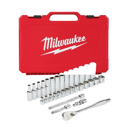 MILWAUKEE 32-teilig Ratschen- und Steckschlüsseleinsatz Set 3/8" metrisch