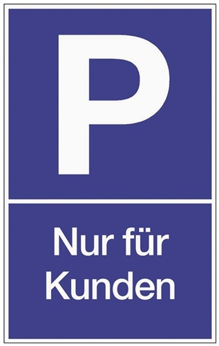 Nordwest Parkplatzbeschilderung Parken f.Kunden L250xB400mm Ku.blau/weiß