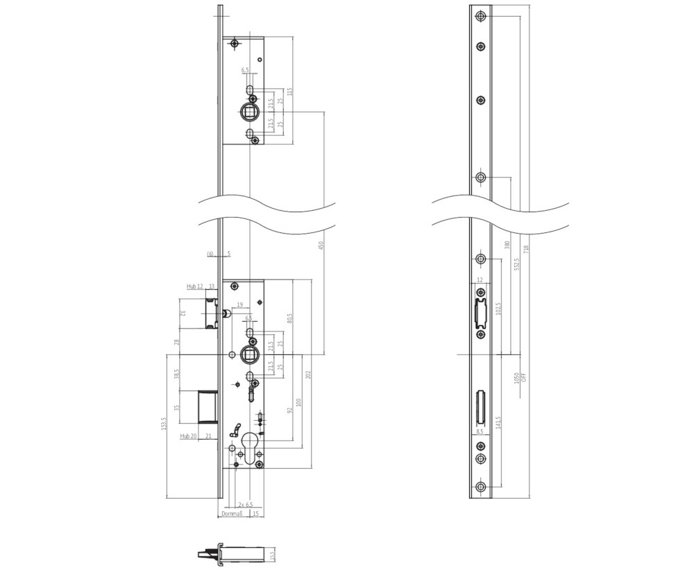 BKS Panik-Einsteckschloss für zweiflügelige Türe B-1845, kantig, 9/92 mm, Edelstahl BKS Panik-Einsteckschloss für zweiflügelige Türe B-1845, kantig, 9/92 mm, Edelstahl