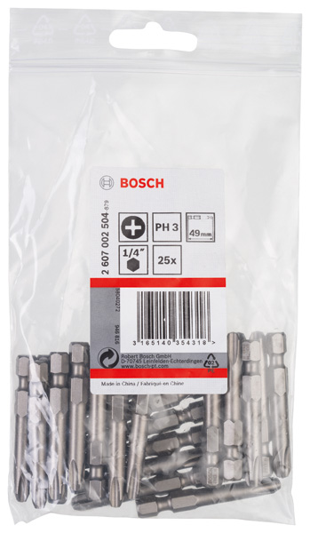BOSCH Schrauberbit Extra-Hart PH 3, 49 mm, 25er-Pack