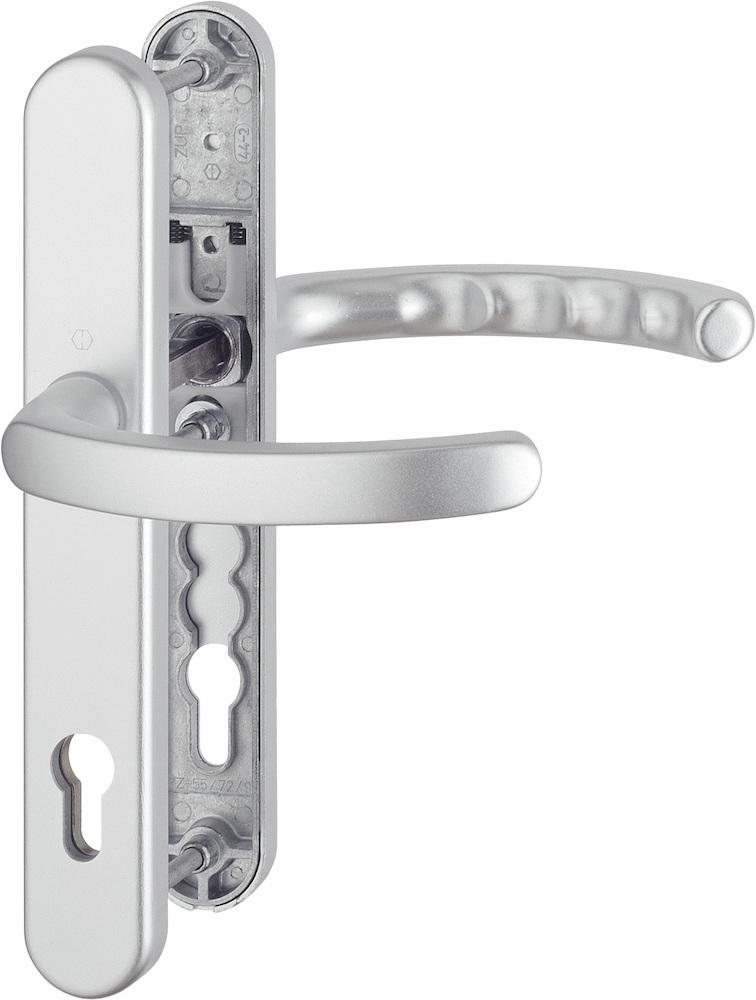 HOPPE® Schutz-Drückergarnitur mit Schmalschild Luxembourg 1500/3358/3357N, Aluminium, 2202466