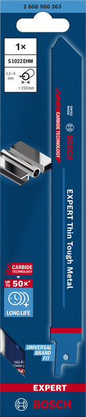 BOSCH EXPERT ‘Thin Tough Metal’ S 1022 EHM Säbelsägeblatt, 1 Stück. Für Säbelsägen