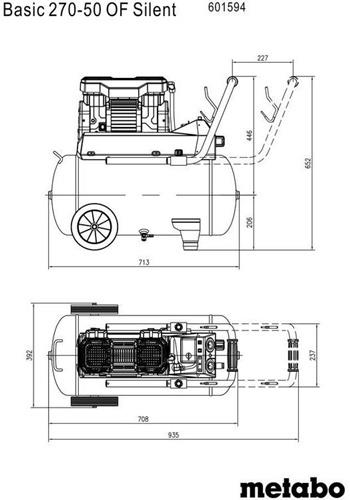 METABO Kompressor Basic 270-50 OF Silent 250l/min 10bar 1,5 kW 50l METABO
