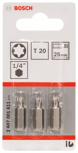 BOSCH Schrauberbit Extra-Hart T20, 25 mm, 3er-Pack