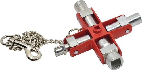 SCHUEBO Doppel-Schaltschrankschlüssel SuBMaster 9 in 1 14 Funktionen m.Karab.h.an Kette