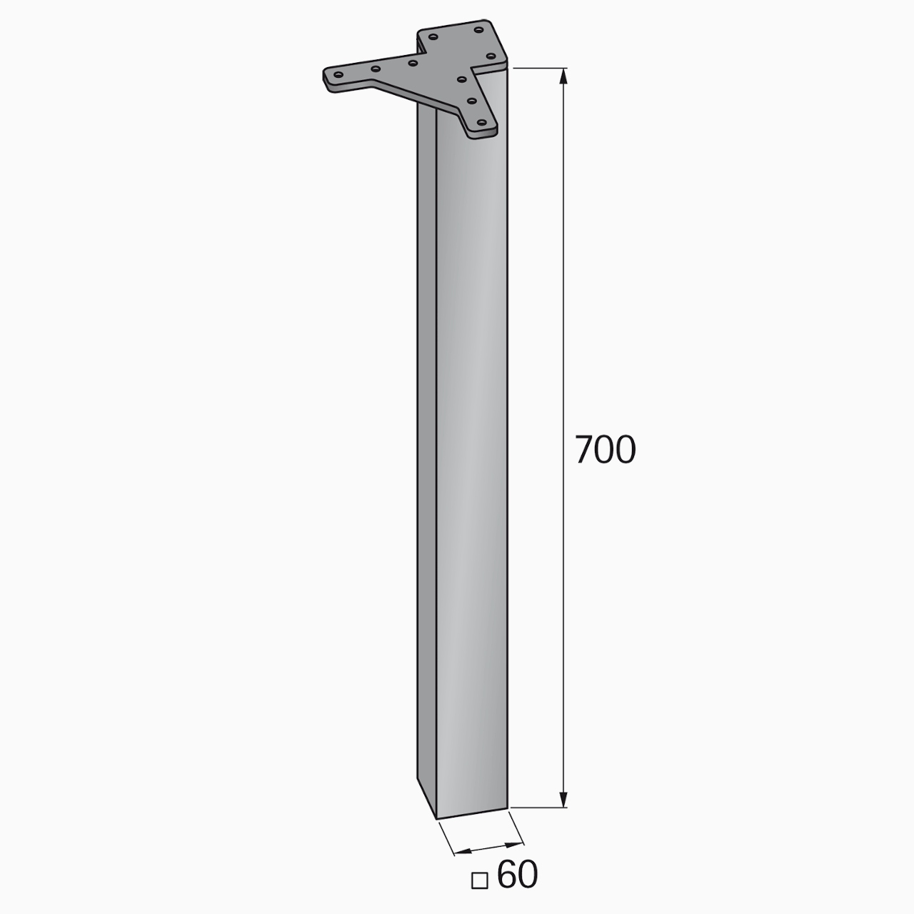 HETTICH Design-Tischbein Afio 700 mm, Edelstahl gebürstet, 9078475