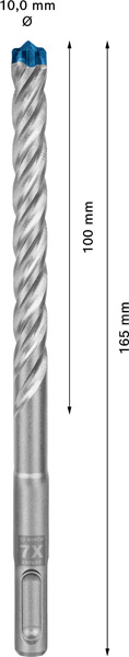 BOSCH EXPERT SDS plus-7X Hammerbohrer, 10 x 100 x 165 mm. Für Bohrhämmer