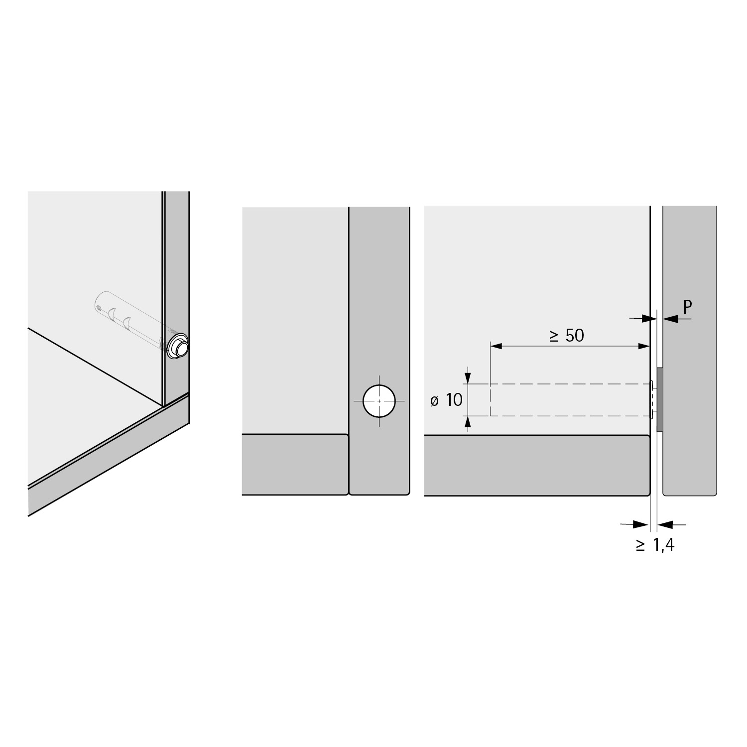 HETTICH Pin, zum Einbohren, Kurzhub, lichtgrau, 9375908
