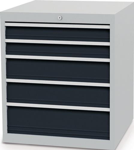 Nordwest Schubladenschrank H819xB705xT736mm lichtgrau/anthrazitgrau 5 Schubl.Vollauszug