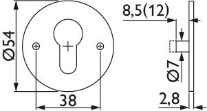 HERMAT Schlüsselrosette 2636.FL, Edelstahl