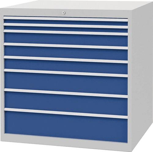 Schubladenschrank H1019xB1005xT736mm lichtgrau/signalblau 8 Schubl.Vollauszug