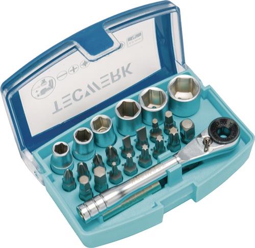 TECWERK Bit-/Steckschlüsselset 24-tlg.Schlitz/PH/PZD/T/Knarre/6 Nüsse TECWERK