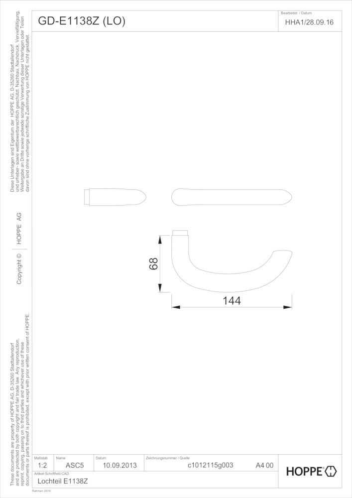 HOPPE® Drückerpaar Marseille GD-E1138Z, Edelstahl, 3581488 HOPPE® Drückerpaar Marseille GD-E1138Z, Edelstahl, 3581488
