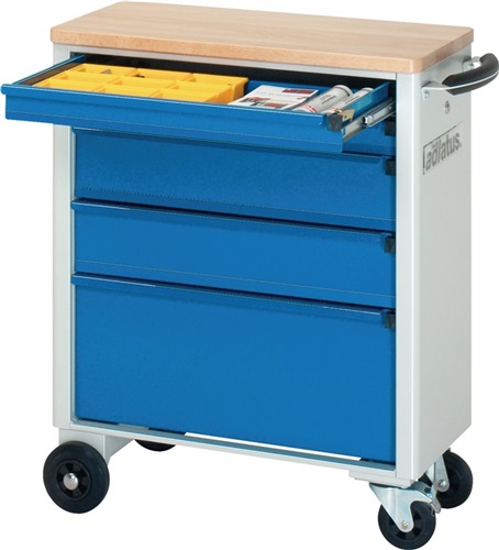RAU Werkstattwagen Buchenplatte H860xB700xT350mm grau/blau 2x65,2x130,1x260mm