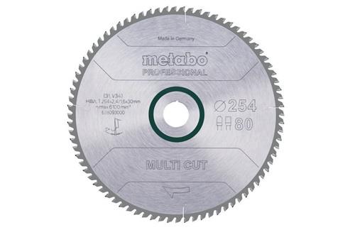 METABO Kreissägeblatt multi cut professional HW/CT D254xB2,4x30mm 80Z. Flach-Trapezzahn
