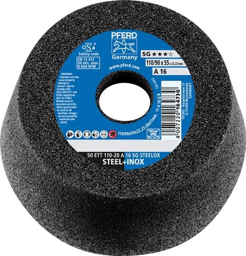 PFERD Schleiftopf ETT SG STEELOX 110/55mm INOX u.STA 16 Bohr.22,23mm PFERD