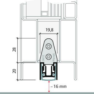 PLANET Türabsenkdichtung MF, Silikon 460 mm grau