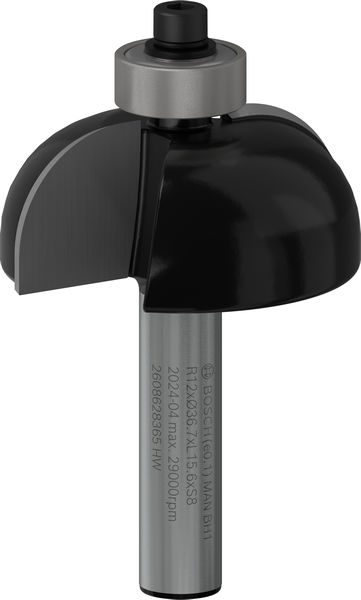 BOSCH Hohlkehlfräser, 8 mm, R1 12 mm, D 36,7 mm, L 16 mm, G 58 mm