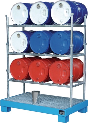 BAUER Abfüllstation B1300xL800xH205mm gelborange 50-60 l-Fässer m.Auffangwanne