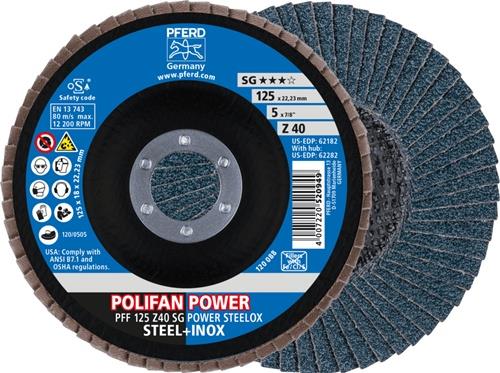 PFERD Fächerscheibe POLIFAN Z SG POWER STEELOX D.125mm K.40 INOX ZK Ausf.fl.PFERD