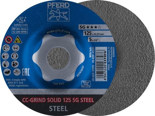 PFERD Schleifscheibe CC-GRIND-SOLID SG STEEL D125xSmm gekr.STA Bohr.22,23mm PFERD