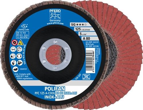 PFERD Fächerscheibe POLIFAN A-COOL SG INOX+ALU D.125mm K.80 kon.INOX/Aluminium NK