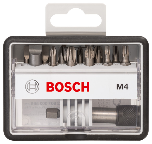 BOSCH Schrauberbit-Set Robust Line M Extra-Hart, 12+1-teilig, 25 mm, PH, PZ, Torx, LS